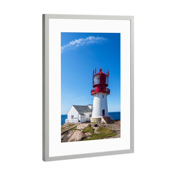 Poster mit Rahmen Silber "Leuchtturm Lindesnes Fyr" artboxONE - Natur,Reise,Architektur,Reise / Strand und Meer,Reise / Länder