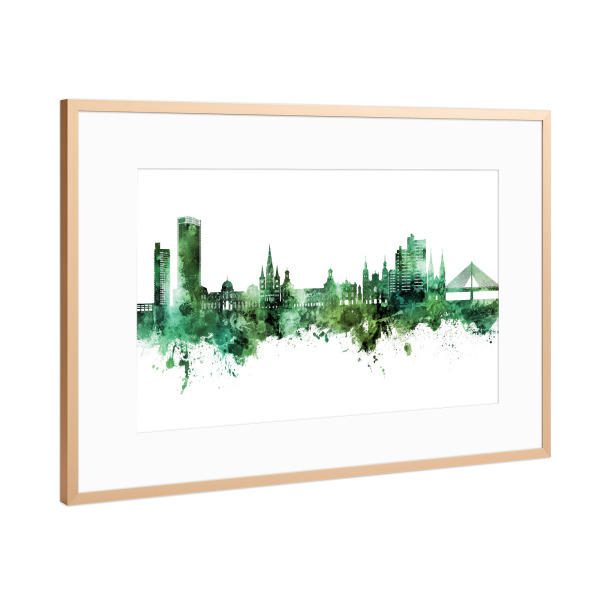 Poster mit Rahmen Kupfer "Bonn Germany Skyline Green" artboxONE - Städte