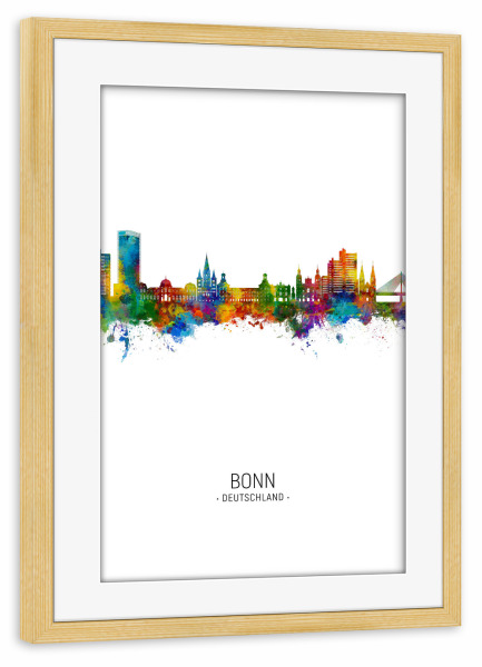 Poster mit Rahmen kiefer "Bonn Germany Skyline Portrait" artboxONE - Städte