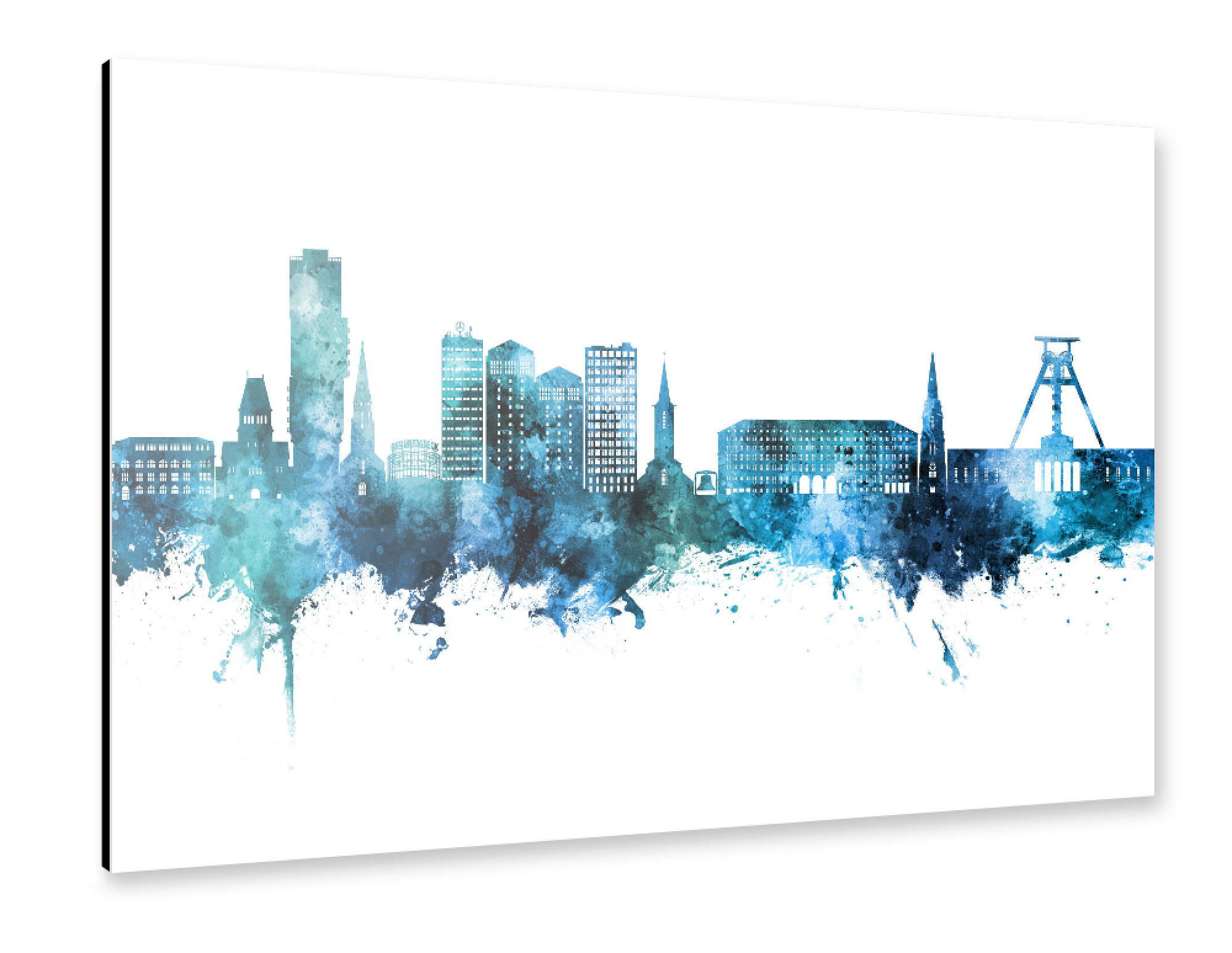 Alu-Dibond "Bochum Germany Skyline Blue" 75x50 cm artboxONE