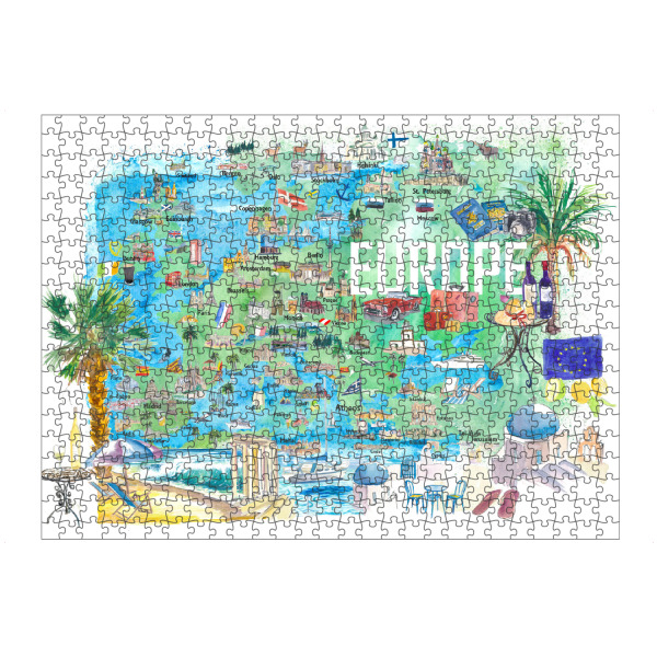 artboxONE Puzzle "Europe Illustrated Travel Map" artboxONE - Reise,Architektur,Reise / Strand und Meer,Kartografie
