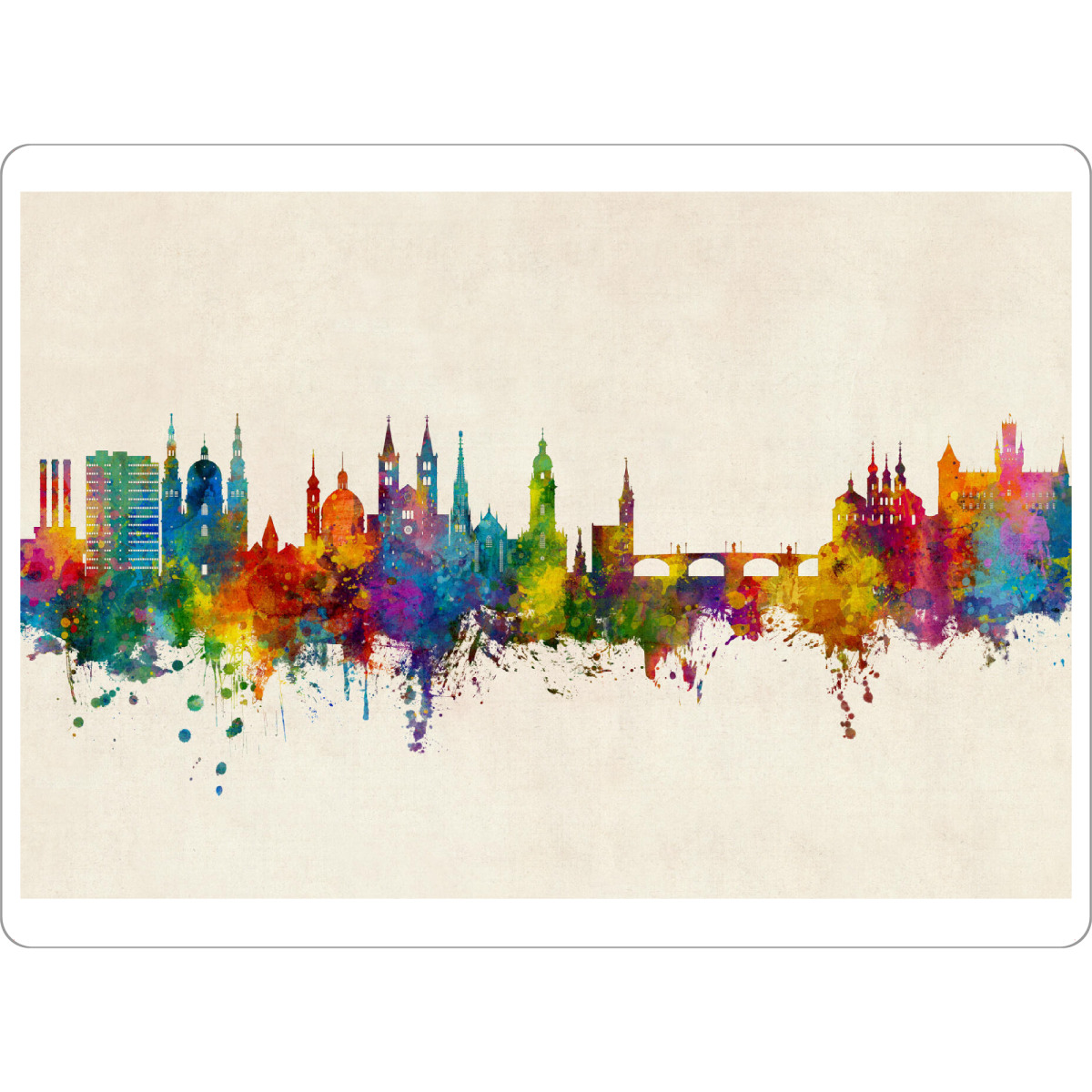 Tischset "Würzburg Germany Skyline Urban" artboxONE - Städte - Würzburg,Deutschland,Skyline,Cityscape,Stadtbild,Watercolor,Painting,City,Stadt,Germany
