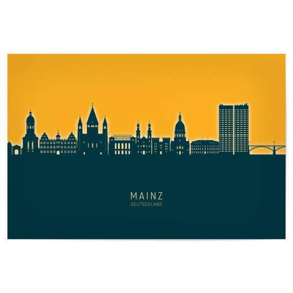 Poster 30x20 cm "Mainz Germany Skyline Citrus" artboxONE - Städte