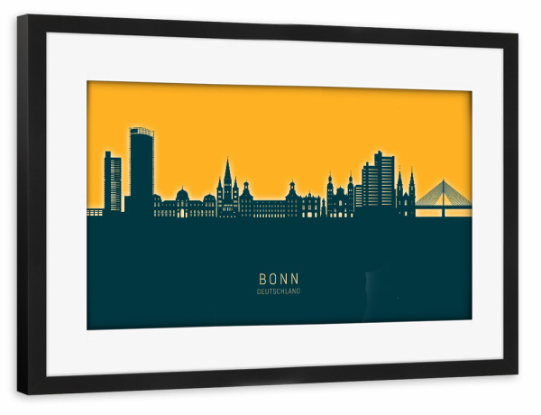 Poster mit Rahmen schwarz "Bonn Germany Skyline Citrus" artboxONE - Städte
