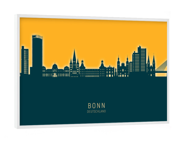 Poster mit weißem Rahmen "Bonn Germany Skyline Citrus" artboxONE - Städte