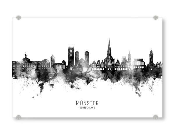 Acrylglasbild "Münster Germany Skyline BW Text" artboxONE - Städte