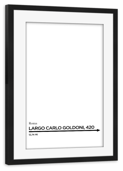 Poster mit Rahmen schwarz "LARGO CARLO GOLDONI" artboxONE - Typografie,Reise,Schwarzweiß,Fashion