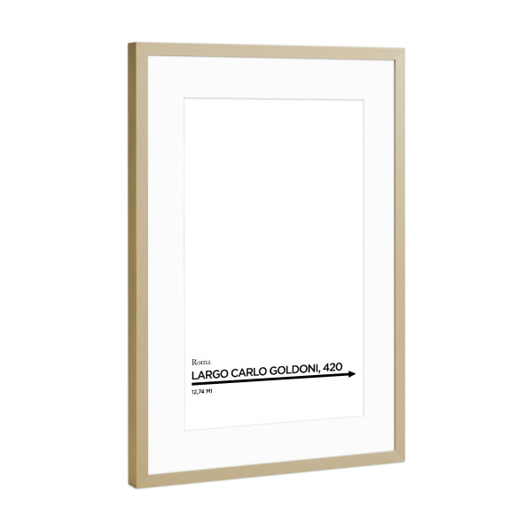 Poster mit Rahmen Gold "LARGO CARLO GOLDONI" artboxONE - Typografie,Reise,Schwarzweiß,Fashion