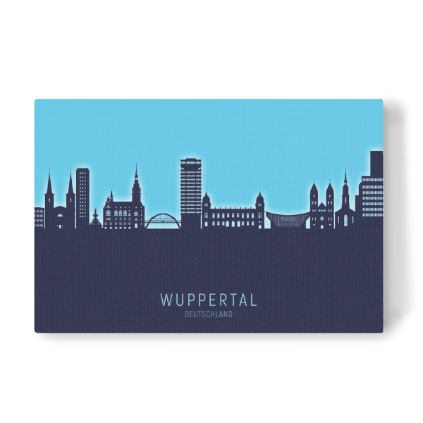 Leinwandbild "Wuppertal Skyline Glow Blue" artboxONE - Städte