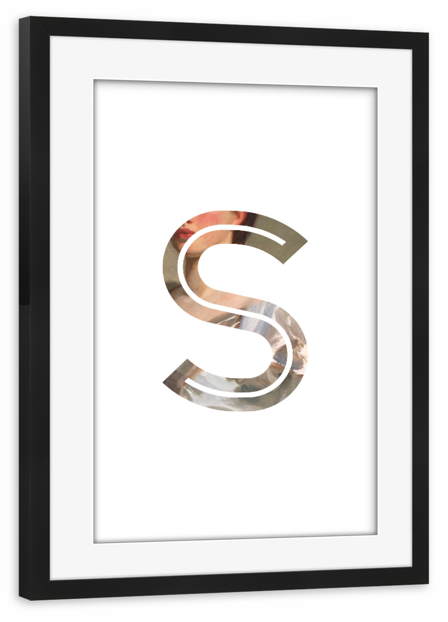Poster mit Rahmen schwarz "IMPRESS-LETTER S" artboxONE - Typografie,Fashion,Buchstaben,Buchstaben / S
