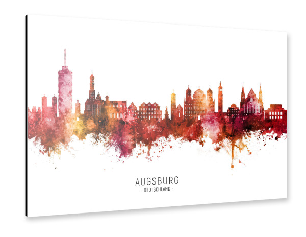 Alu-Dibond "Augsburg Germany Skyline Red Name" 30x20 cm artboxONE