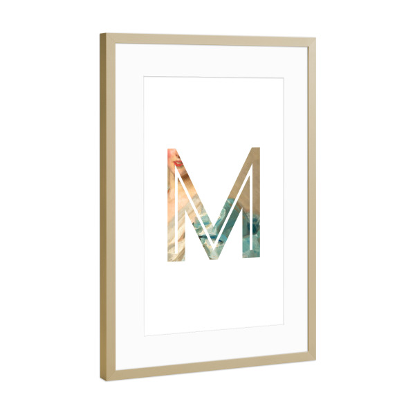 Poster mit Rahmen Gold "IMPRESS-LETTER M" artboxONE - Typografie,Fashion,Buchstaben,Buchstaben / M