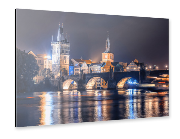 Alu-Dibond "Night in Prague" 30x20 cm artboxONE