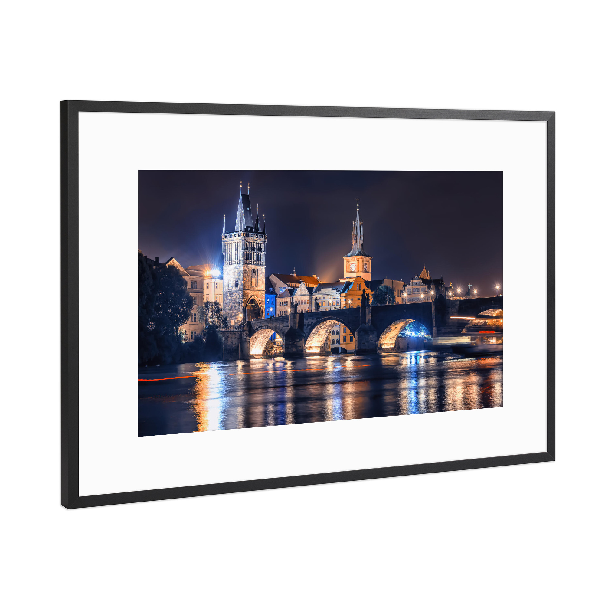 Poster mit Rahmen Schwarz (Metallic) "Night in Prague" artboxONE - Städte,Reise,Architektur,Reise / Länder,Städte / Prag