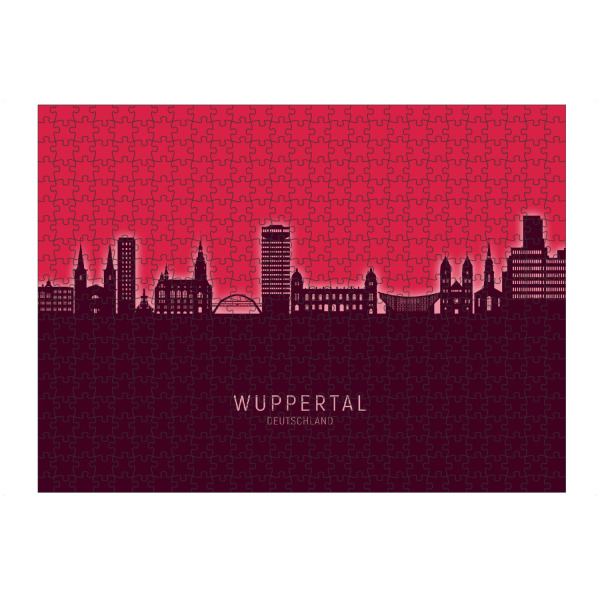 Puzzle Ravensburger "Wuppertal Skyline Glow Red" artboxONE - Städte