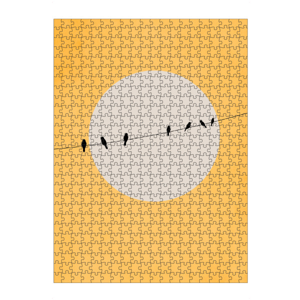 Puzzle Ravensburger "Chirping And Chilling" artboxONE - Tiere,Abstrakt - Vögel,Sonnenuntergang,Ruhe,Warm,Gelb,Abstrakt,Birds,Sunset,Calm