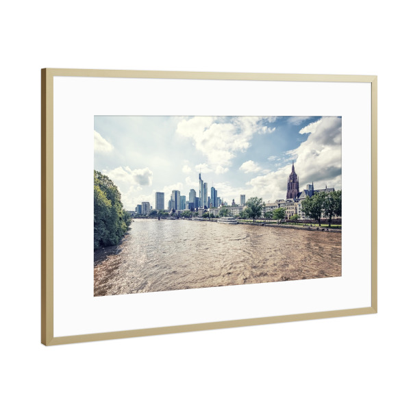 Poster mit Rahmen Gold "Frankfurt city" artboxONE - Städte,Reise,Architektur,Städte / Frankfurt,Reise / Länder