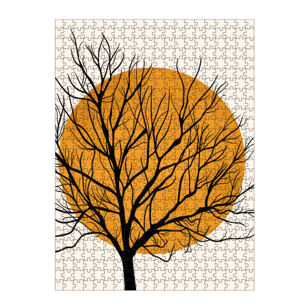 Puzzle Ravensburger "Hiding Sun" artboxONE - Natur,Abstrakt - Sonnenuntergang,Gelb,Sonne,Herbst,Sunset,Natur,Nature,Baum,Tree,Autumn