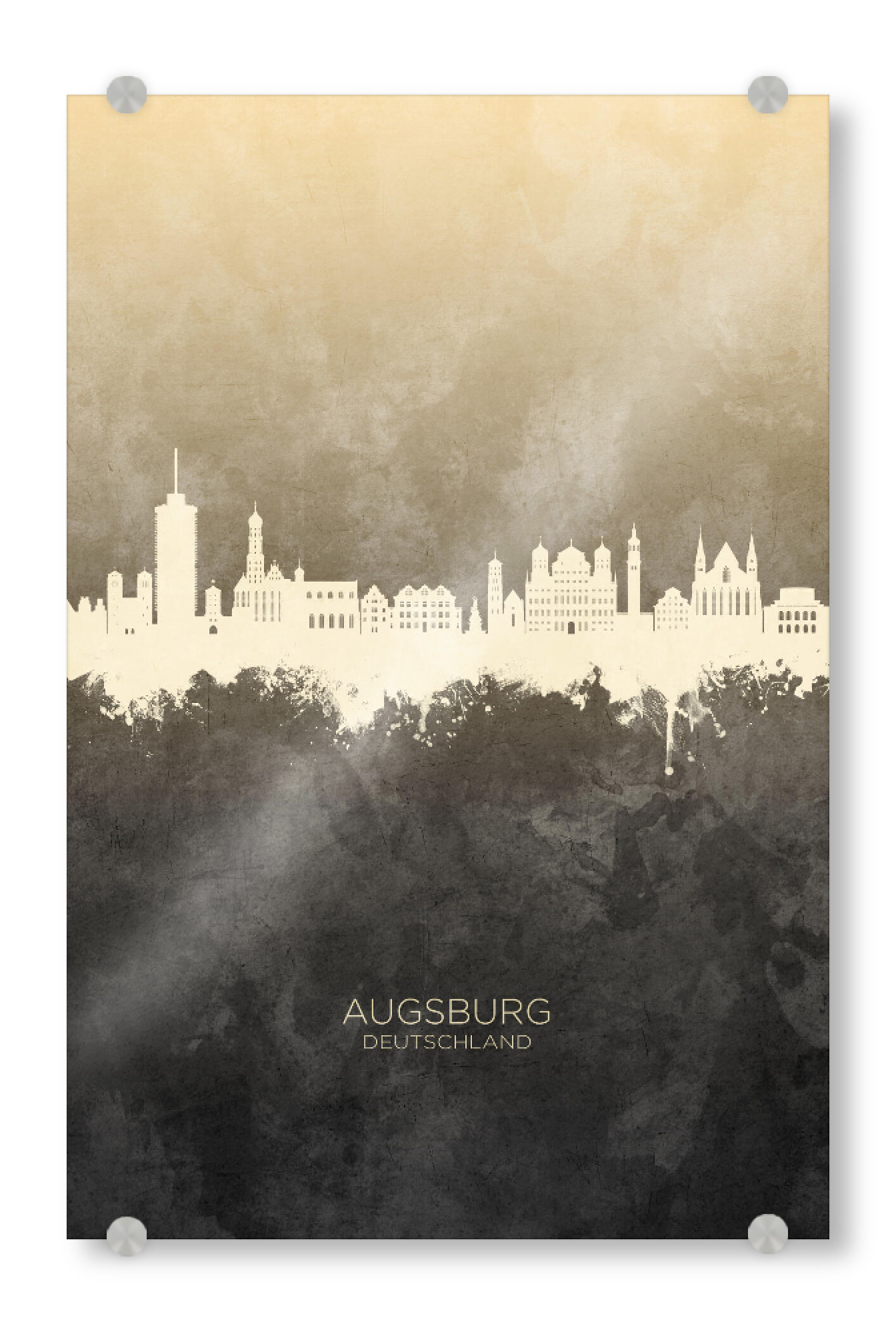 Acrylglasbild "Augsburg Germany Skyline Taupe" artboxONE - Städte