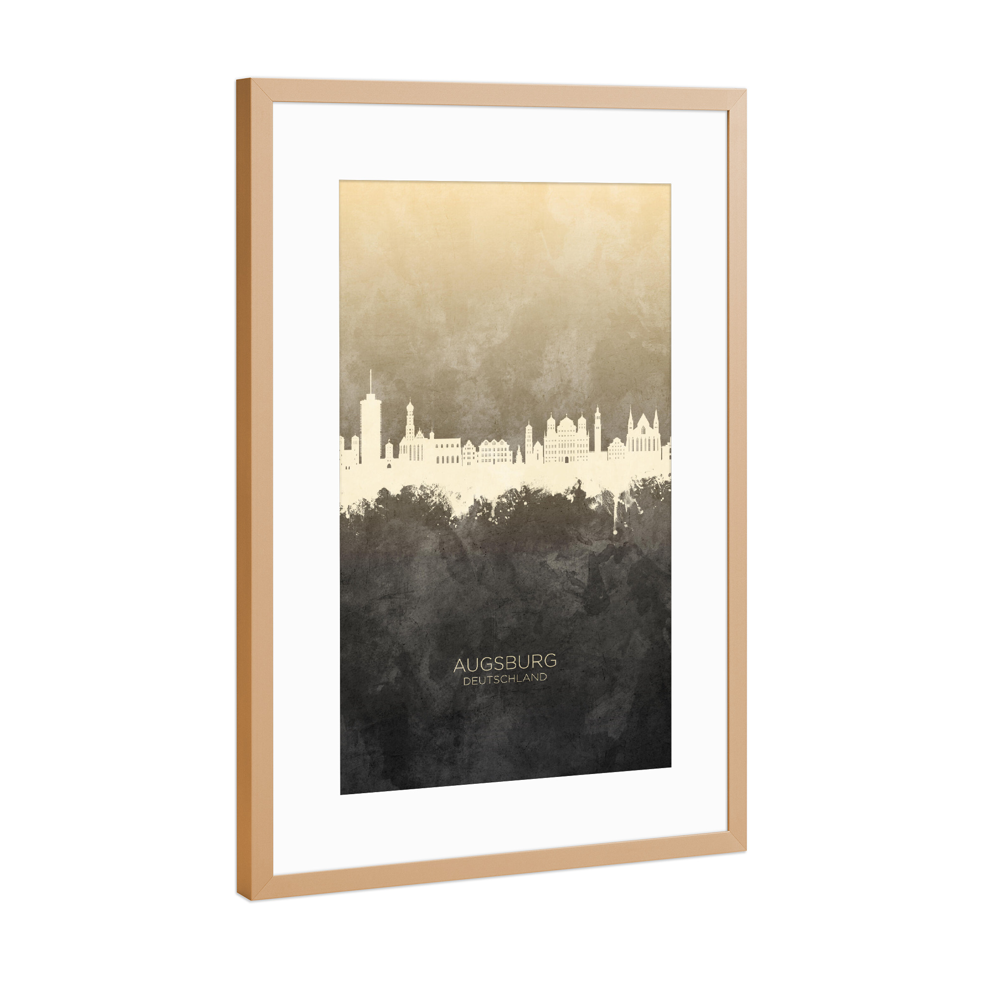 Poster mit Rahmen Kupfer "Augsburg Germany Skyline Taupe" artboxONE - Städte