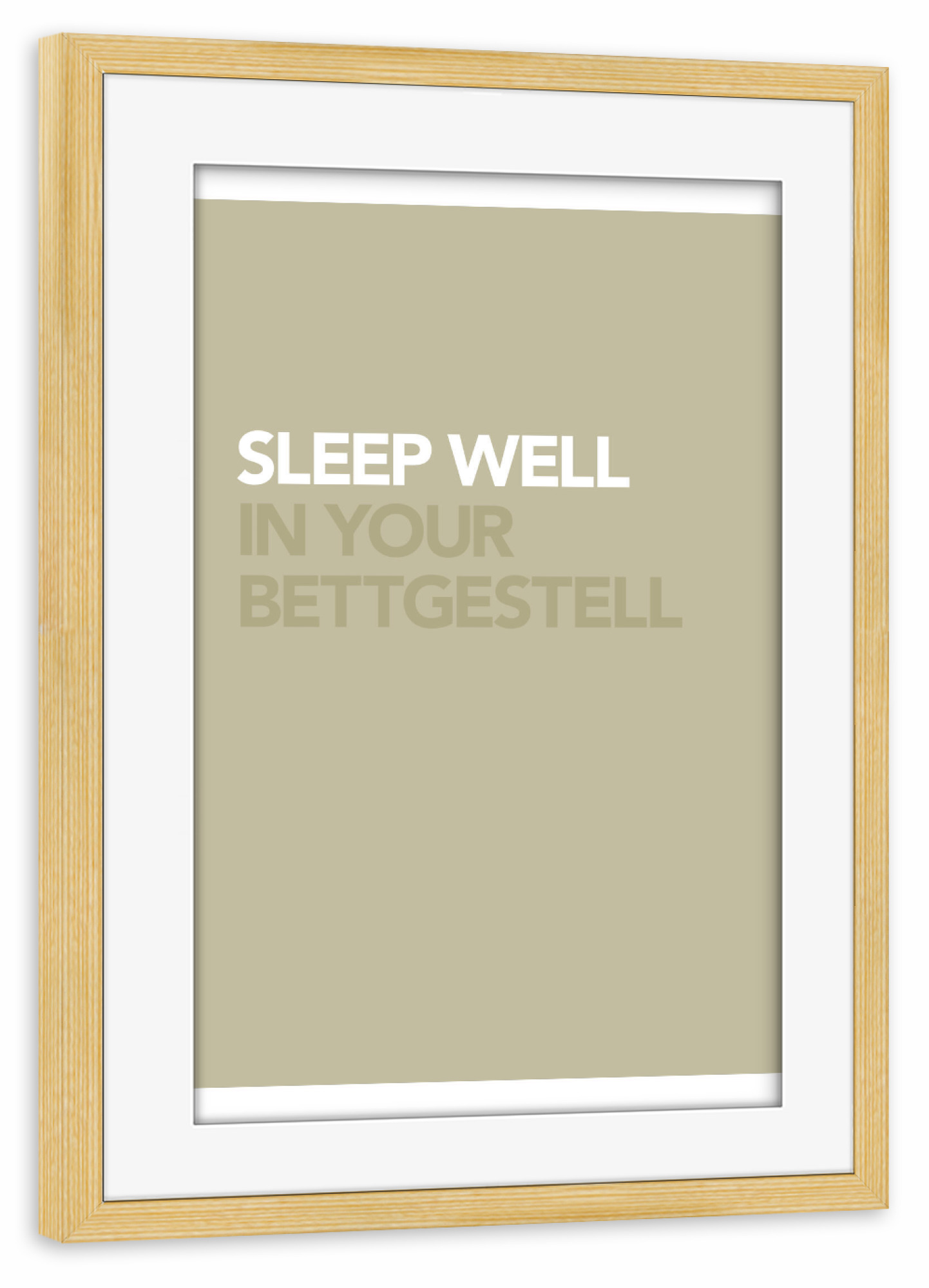 Poster mit Rahmen kiefer "BETTGESTELL" artboxONE - Typografie,Für Kinder,Lustig