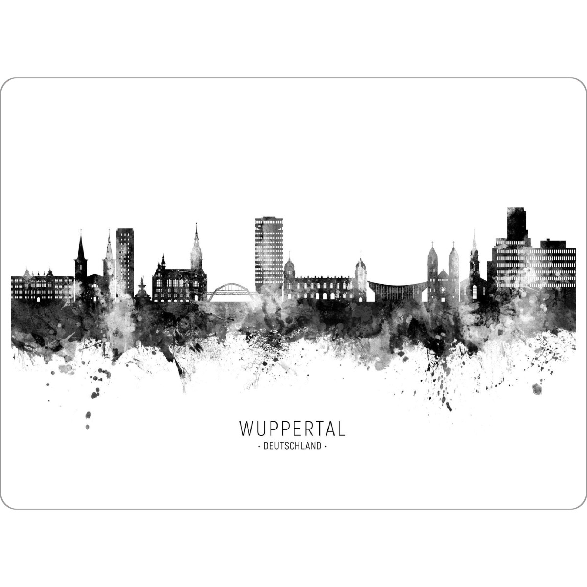 Tischset "Wuppertal Germany Skyline BW Text" artboxONE - Städte