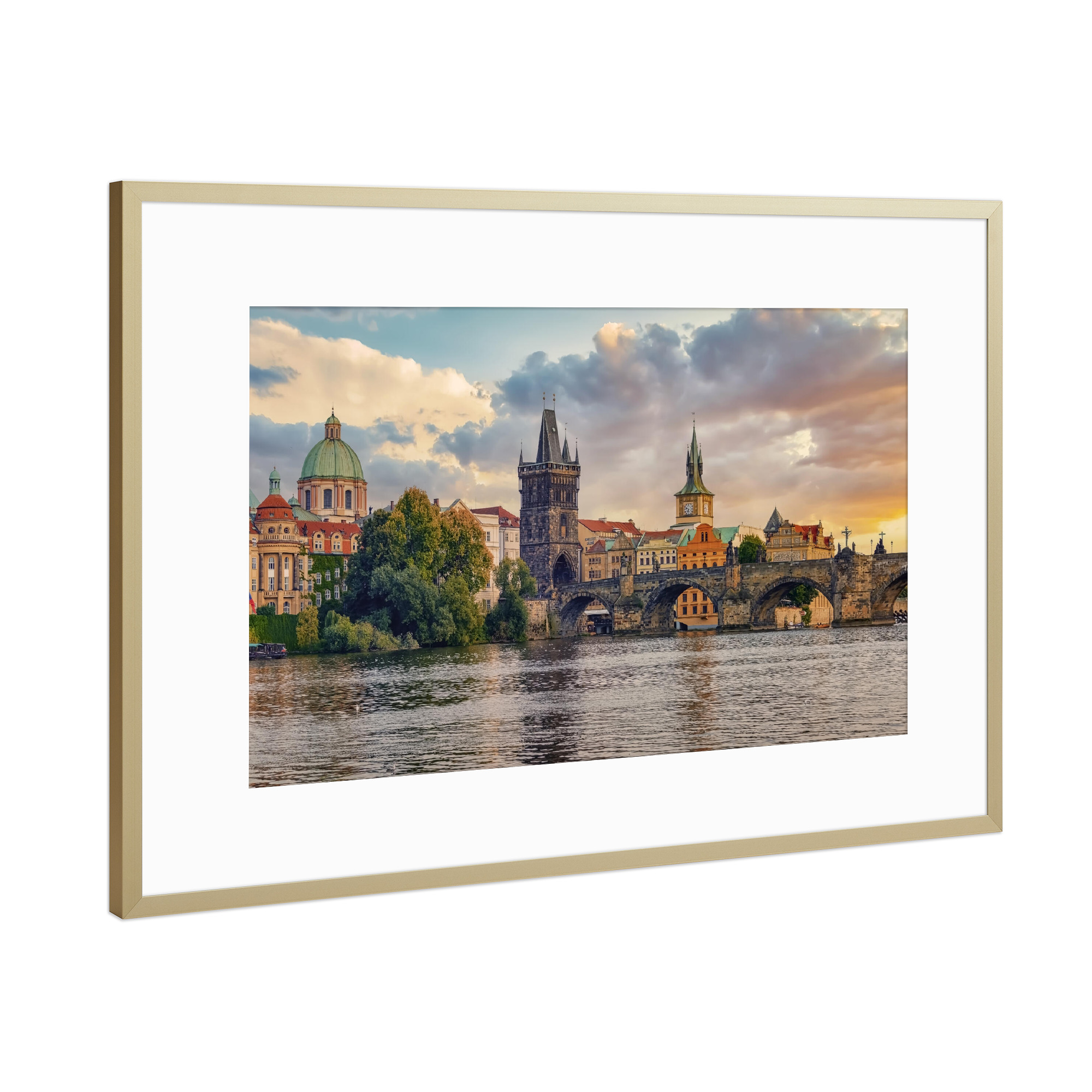 Poster mit Rahmen Gold "Prague Sunset" artboxONE - Städte,Reise,Architektur,Reise / Länder,Städte / Prag