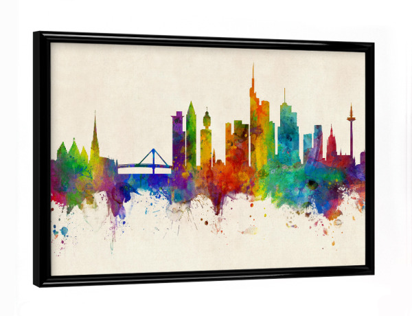 Poster mit schwarzem Rahmen "Frankfurt Germany Skyline Urban" artboxONE - Städte,Städte / Frankfurt