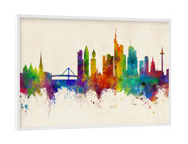 Poster mit weißem Rahmen "Frankfurt Germany Skyline Urban" artboxONE - Städte,Städte / Frankfurt