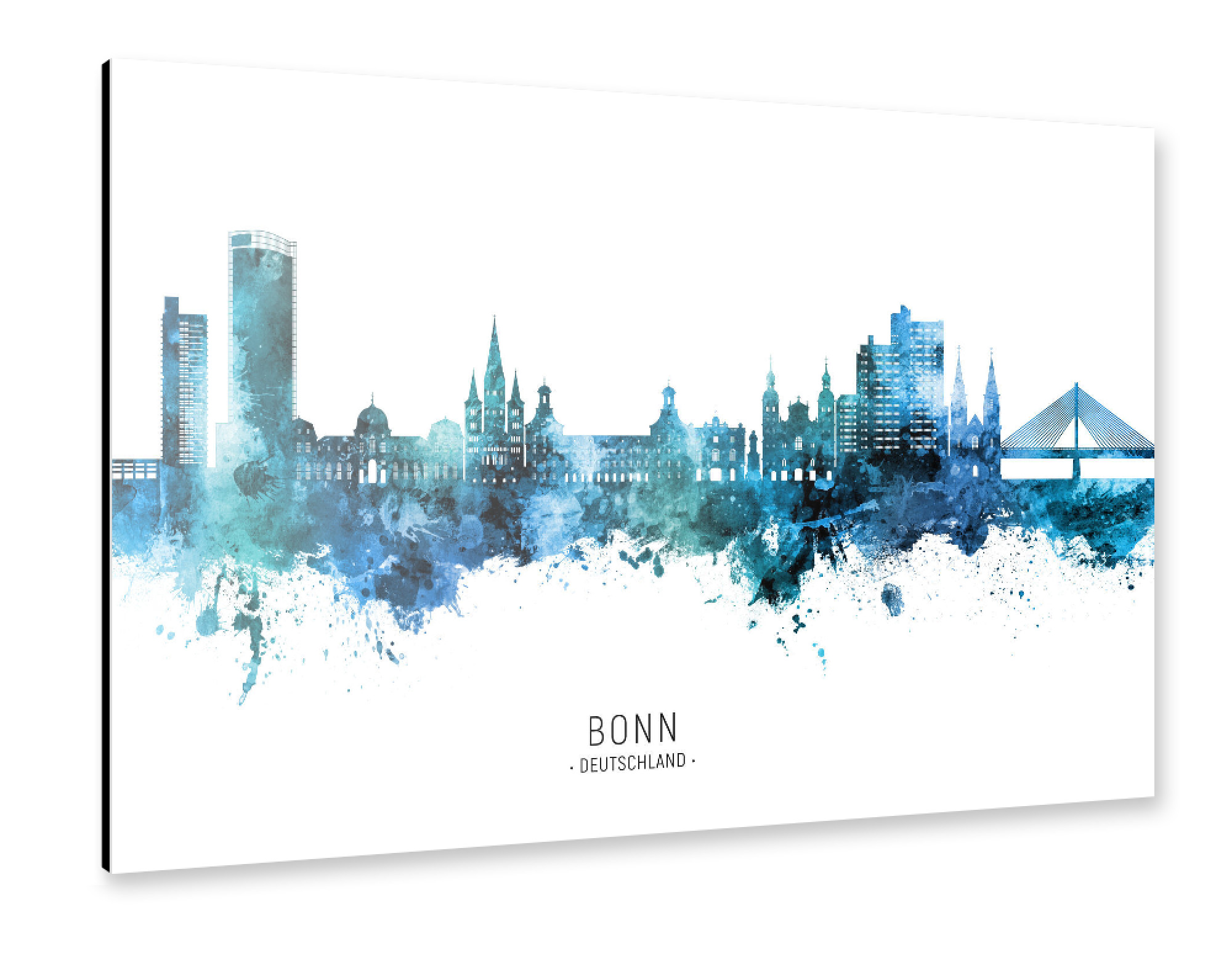 Alu-Dibond "Bonn Germany Skyline Blue Name" 75x50 cm artboxONE