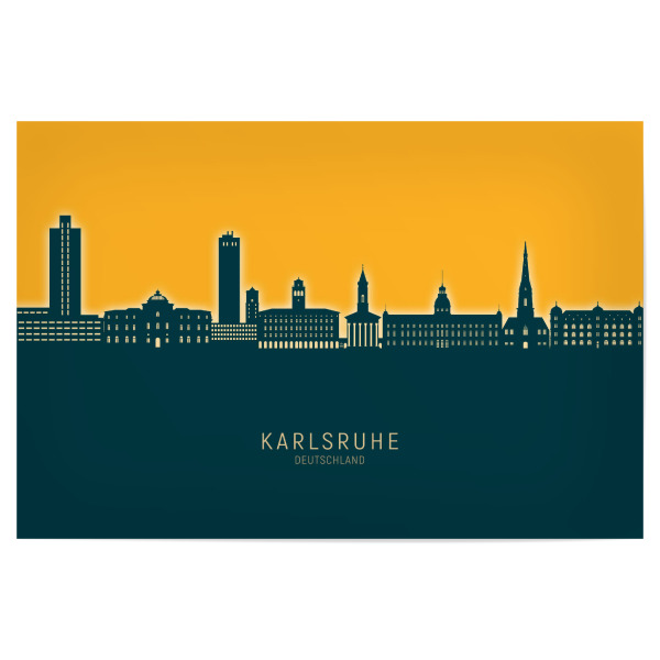 Poster 30x20 cm "Karlsruhe Germany Skyline Citrus" artboxONE - Städte
