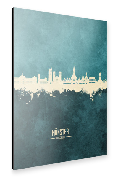 Alu-Dibond "Münster Germany Skyline Turquoise" 30x20 cm artboxONE