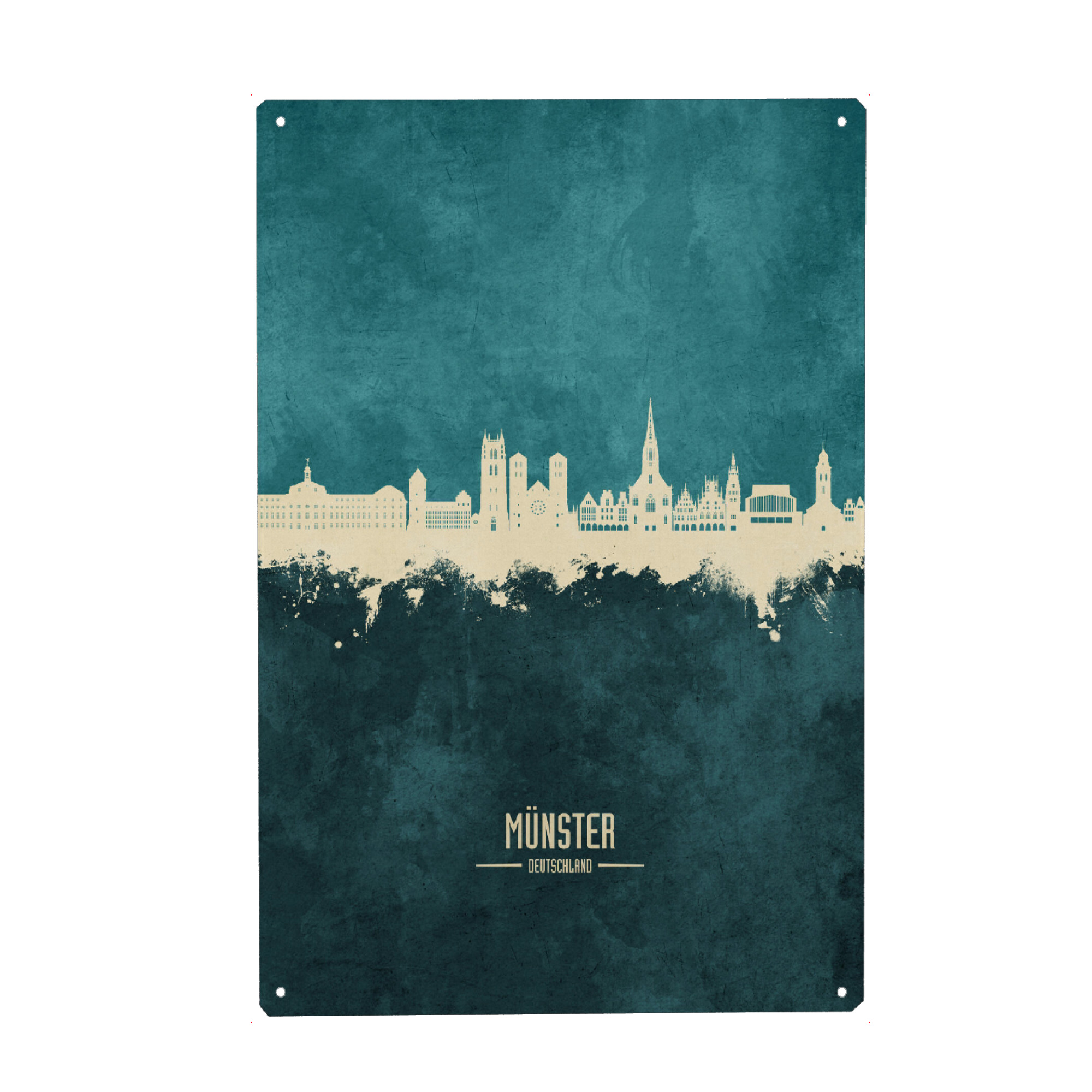 Metall Poster "Münster Germany Skyline Turquoise" artboxONE - Städte