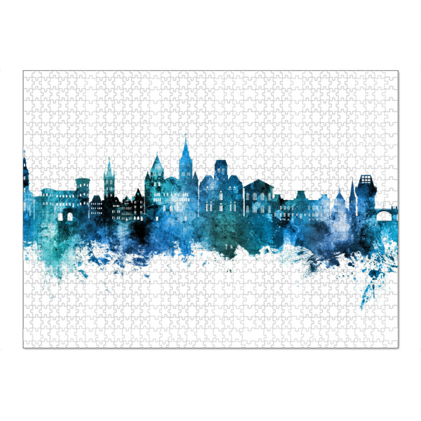 Puzzle Ravensburger "Trier Germany Skyline Blue" artboxONE - Städte