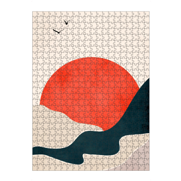 artboxONE Puzzle "Untergehende Sonne" artboxONE - Abstrakt,Geometrie - Sonnenuntergang,Sonne,Vögel,Abstrakt,Sunset,Sun,Birds,Abstract