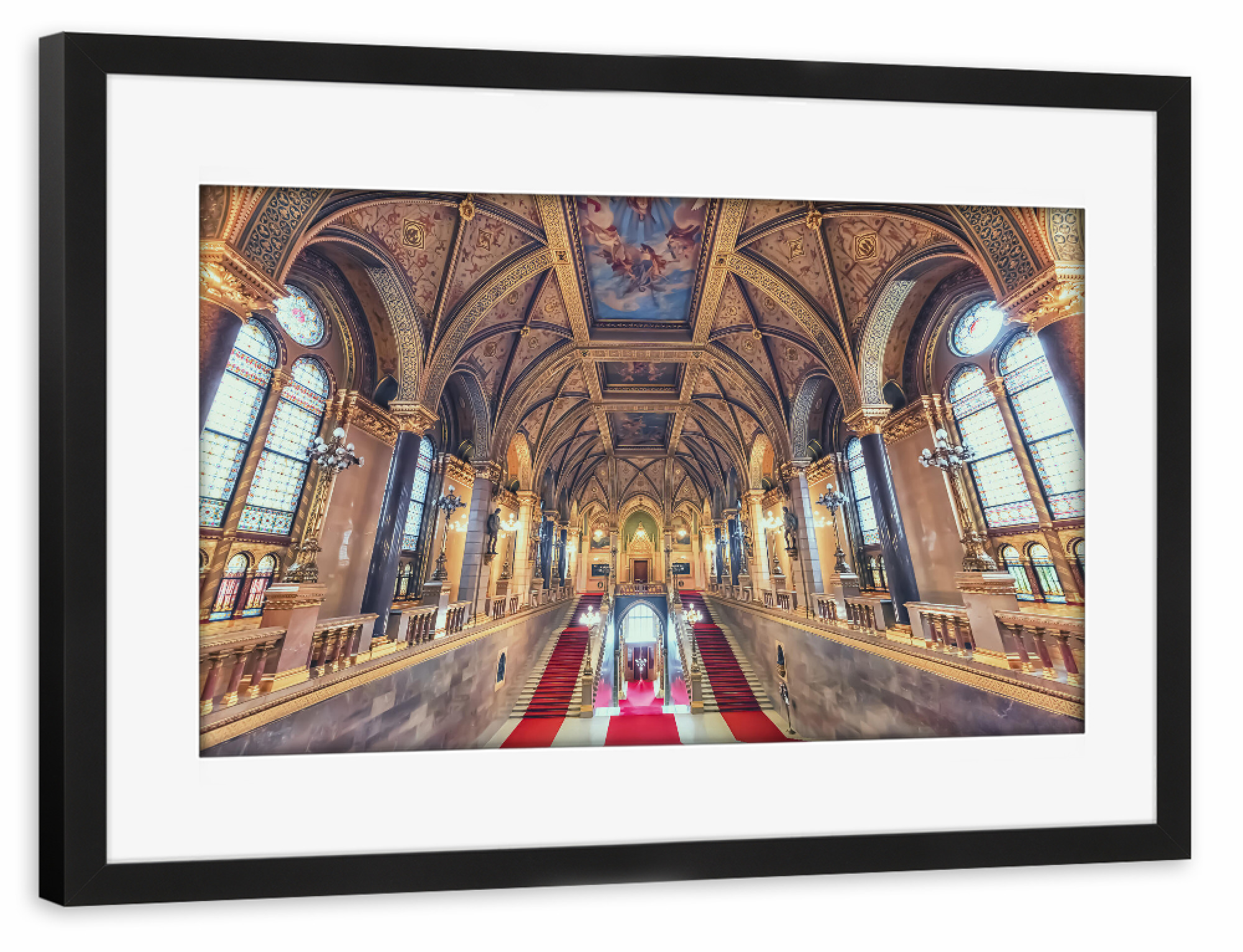 Poster mit Rahmen schwarz "Hungarian Parliament Interior" artboxONE - Städte,Reise,Architektur,Reise / Länder,Städte / Budapest