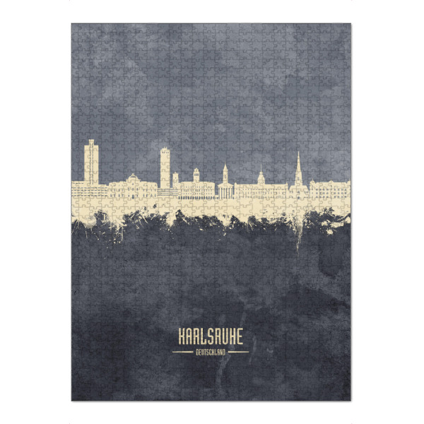 Puzzle Ravensburger "Karlsruhe Germany Skyline Grey" artboxONE - Städte