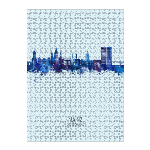 Puzzle Ravensburger "Mainz Germany Skyline Dark Blue" artboxONE - Städte