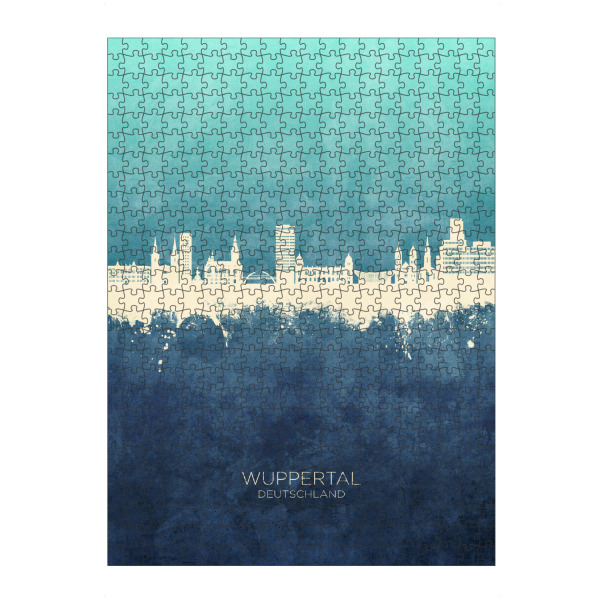 Puzzle Ravensburger "Wuppertal Skyline NavyCyan" artboxONE - Städte