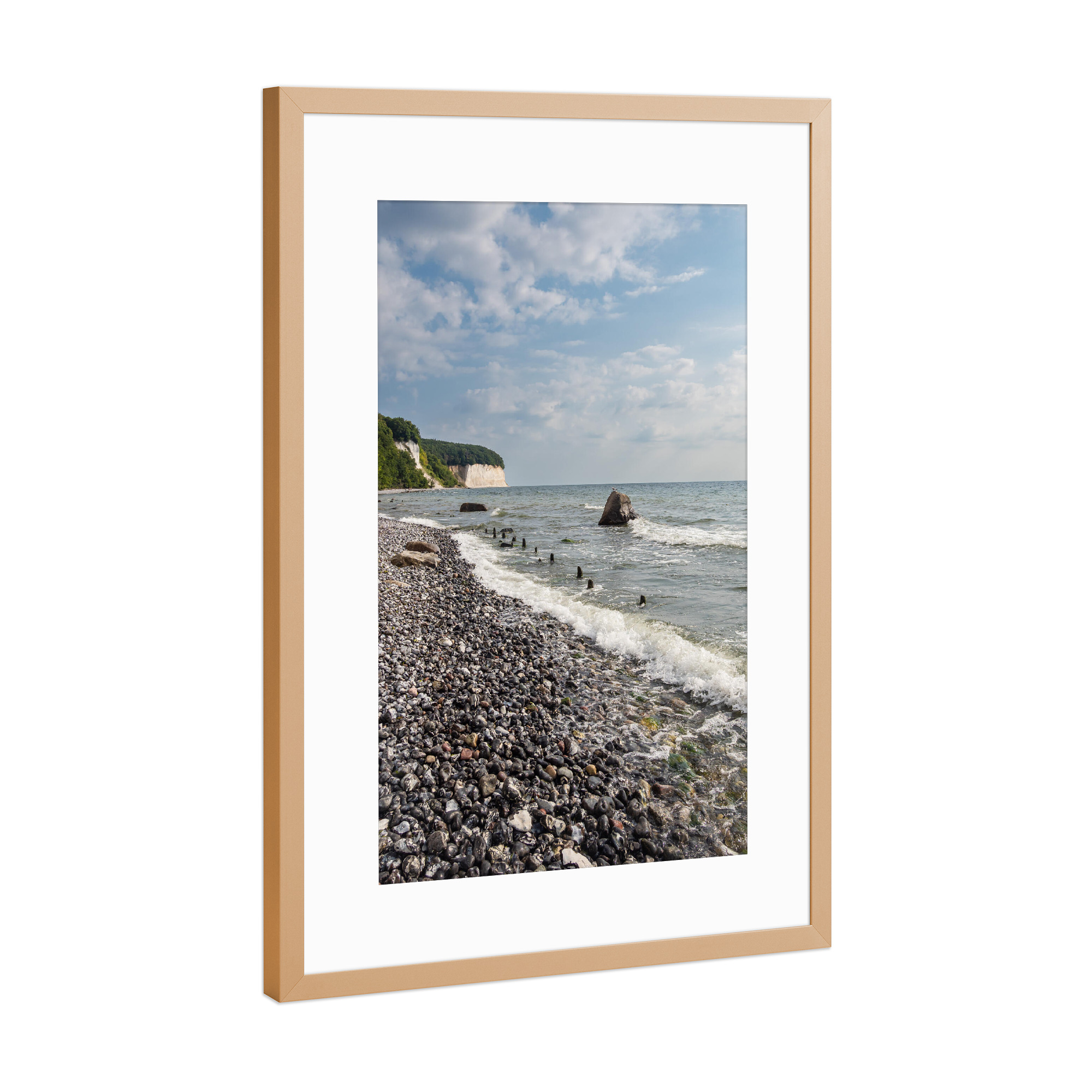 Poster mit Rahmen Kupfer "Küstenwald und Kreidefelsen" artboxONE - Natur,Reise,Reise / Strand und Meer