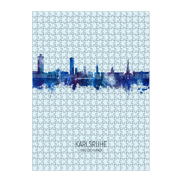Puzzle Ravensburger "Karlsruhe Skyline Dark Blue" artboxONE - Städte
