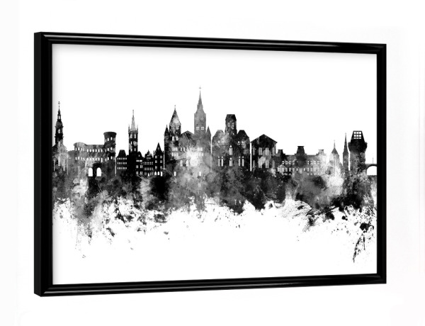 Poster mit schwarzem Rahmen "Trier Germany Skyline Black" artboxONE - Städte,Schwarzweiß