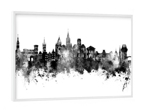 Poster mit weißem Rahmen "Trier Germany Skyline Black" artboxONE - Städte,Schwarzweiß