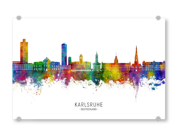 Acrylglasbild "Karlsruhe Germany Skyline txt" artboxONE - Städte