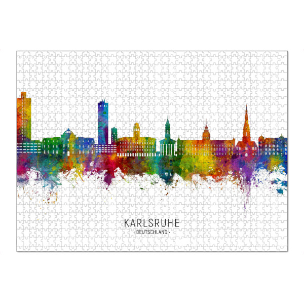 Puzzle Ravensburger "Karlsruhe Germany Skyline txt" artboxONE - Städte