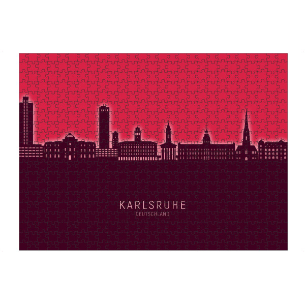 artboxONE Puzzle "Karlsruhe Skyline Glow Red" artboxONE - Städte