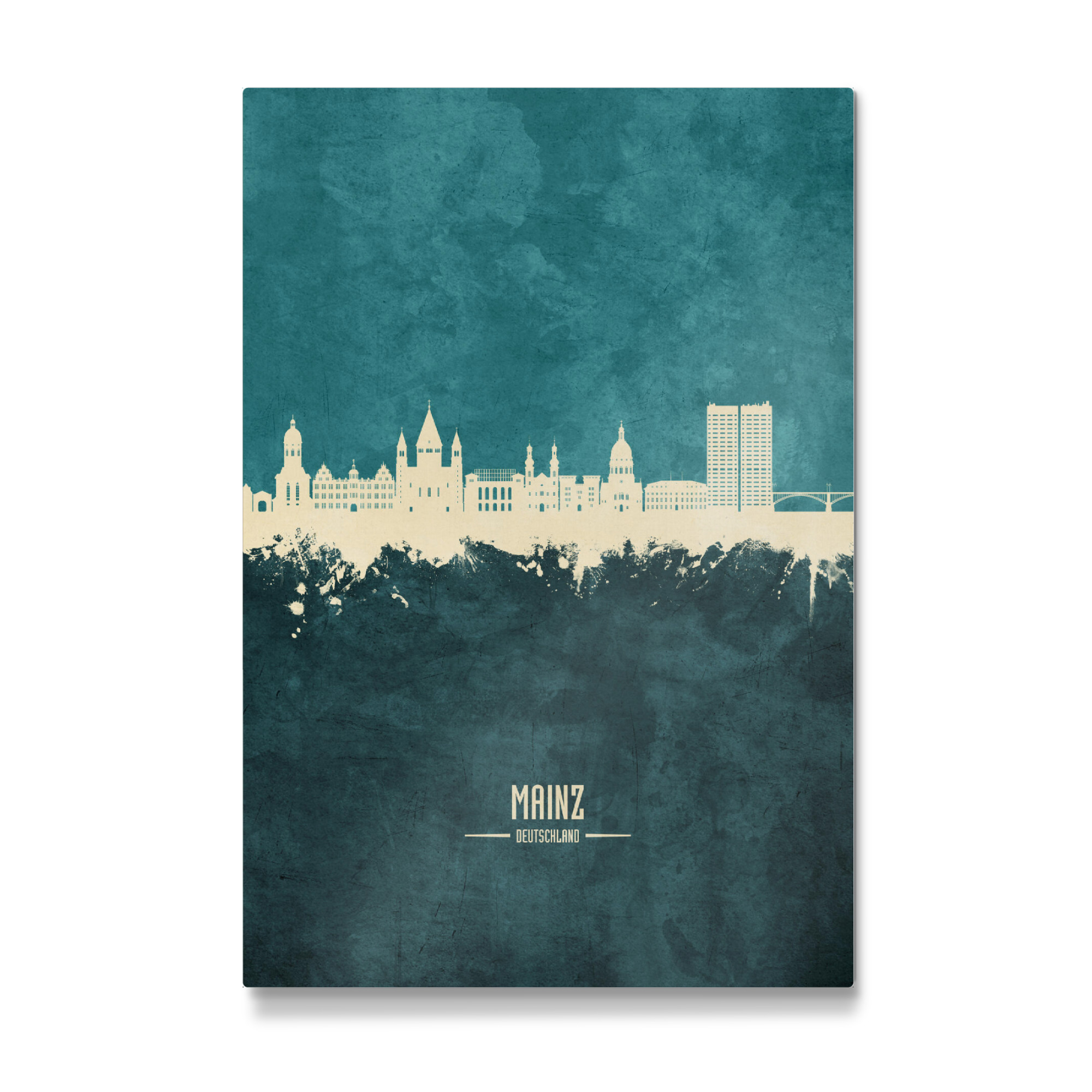 Galerie-Print "Mainz Germany Skyline Turquoise" 30x20 cm artboxONE