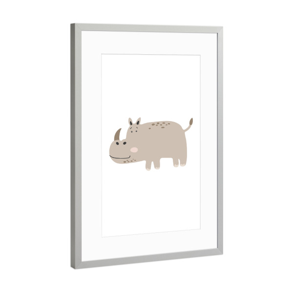 Poster mit Rahmen Silber "Abstract hippo animal art" artboxONE - Für Kinder,Tiere
