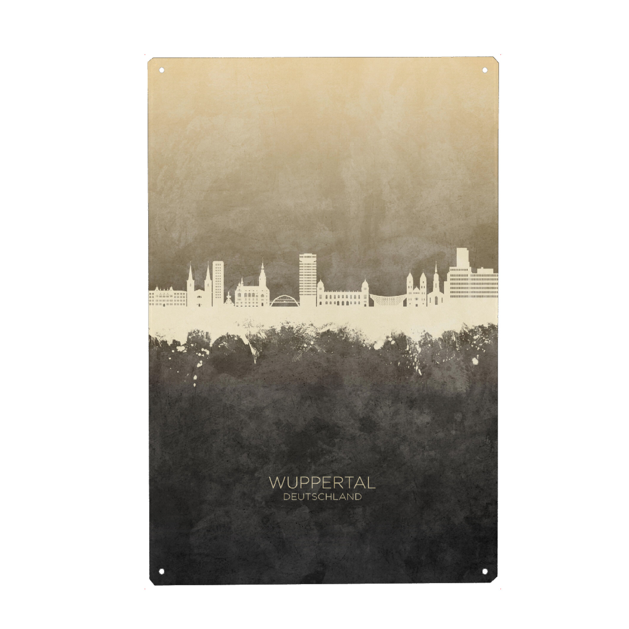 Metall Poster "Wuppertal Germany Skyline Taupe" artboxONE - Städte