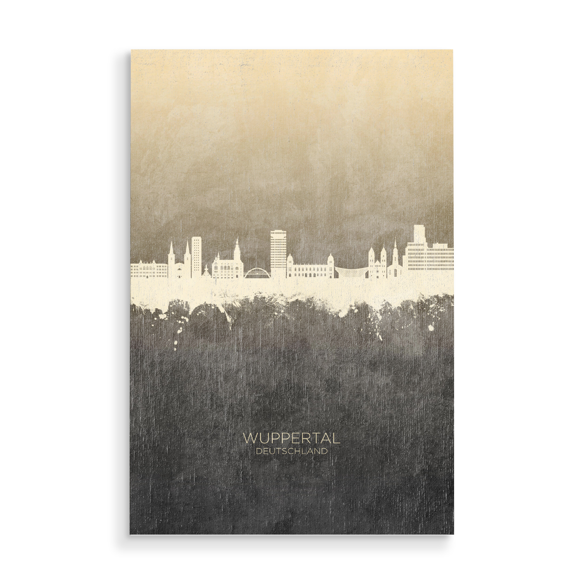 Holzbild "Wuppertal Germany Skyline Taupe" artboxONE - Städte